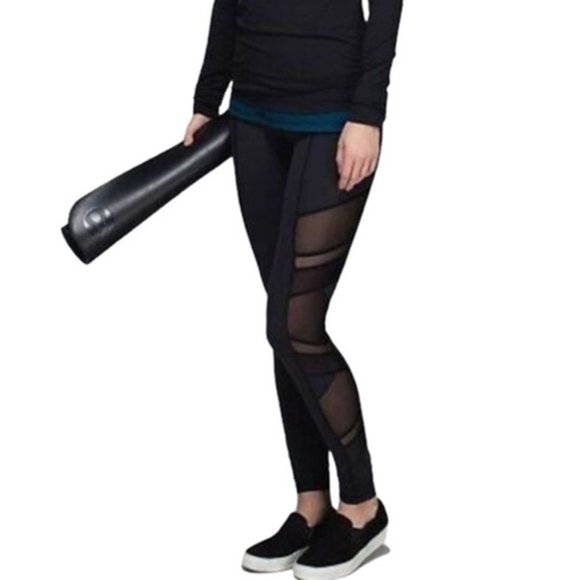 LIKE NEW! Lululemon Just Breathe Pant * Black Mesh - Picture 1 of 15